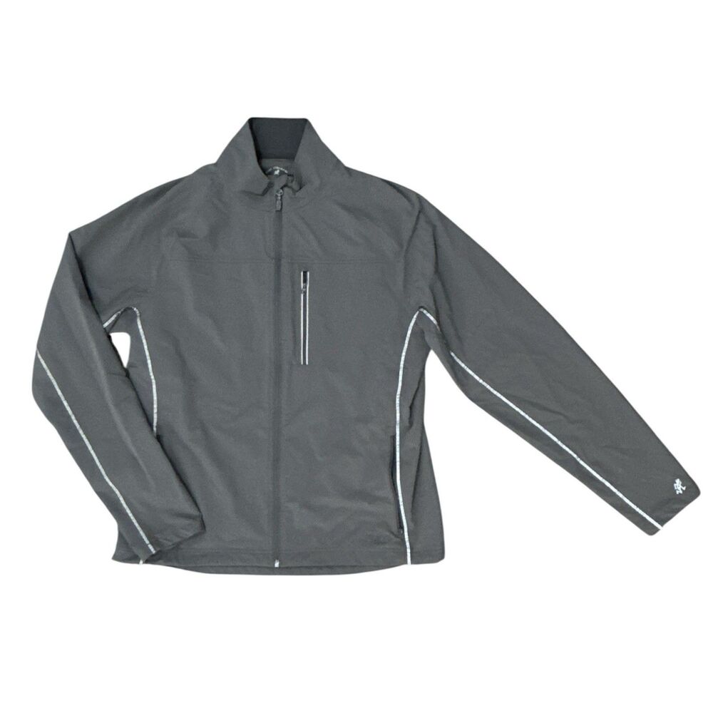 Gramicci Softshell Jacket XL Gray Nylon Full Zip Reflective Trim Stretch Pockets